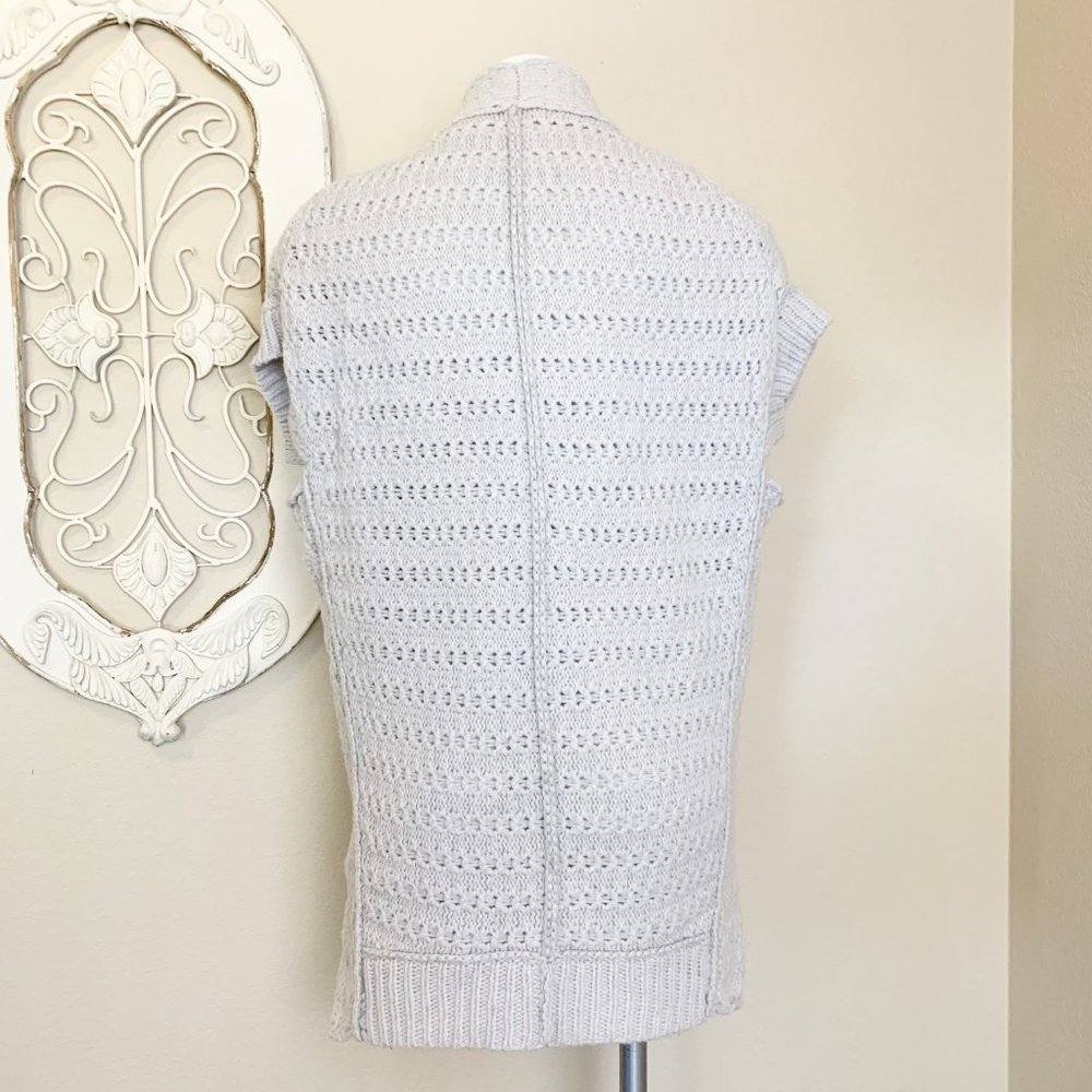 Inhabit | Light Gray Wool Blend Short Sleeve Open Cardigan Sweater | Size: 79 - Picture 6 of 8